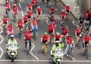 James Blunt (bottom right) Cycles on the embankment.