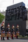 The Buglers taking part in the ceremony at the Women of World War II memorial in Whitehall.